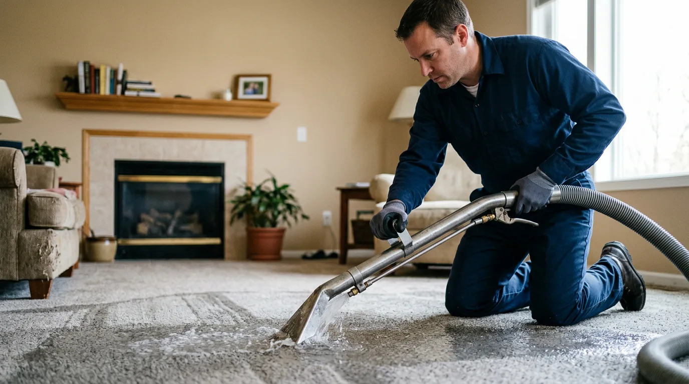 Water damage restoration technician working near Rochester, KY